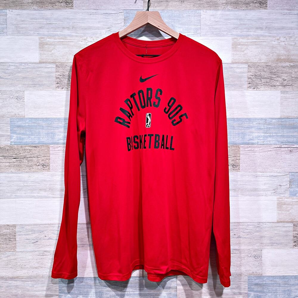 Raptors 905 NBA G League Nike Dri Fit Mesh Tee Red Long Sleeve Canada Mens Large